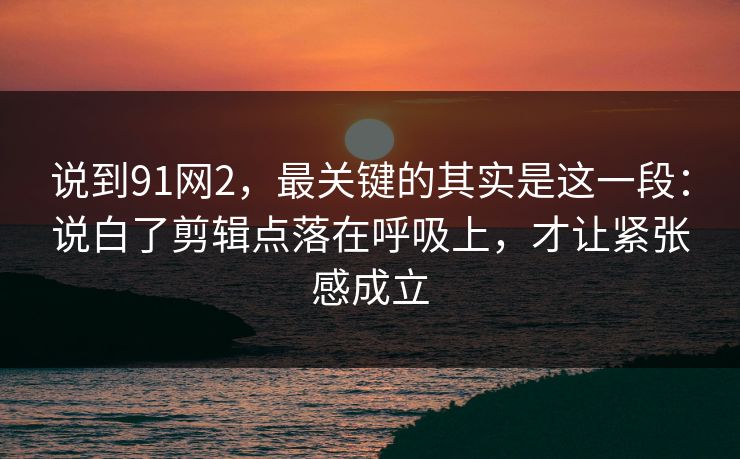 说到91网2，最关键的其实是这一段：说白了剪辑点落在呼吸上，才让紧张感成立