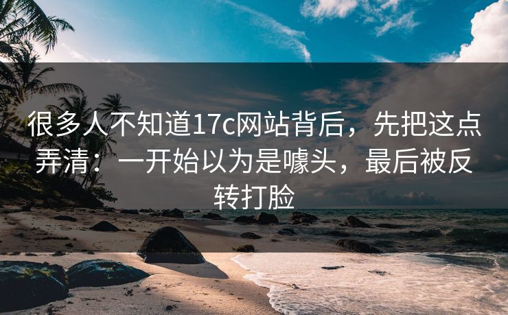 很多人不知道17c网站背后,先把这点弄清:一开始以为是噱头,最后被反转打脸
