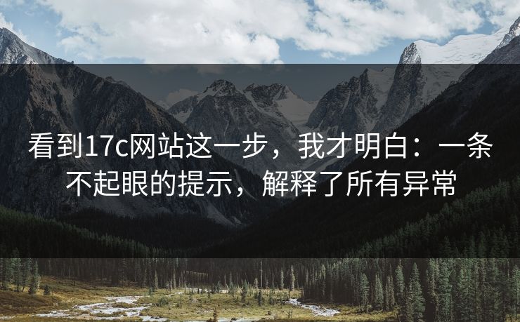 看到17c网站这一步，我才明白：一条不起眼的提示，解释了所有异常