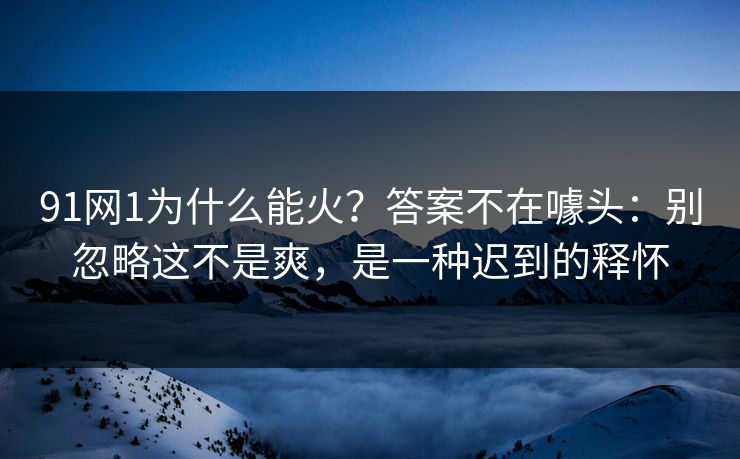 91网1为什么能火？答案不在噱头：别忽略这不是爽，是一种迟到的释怀