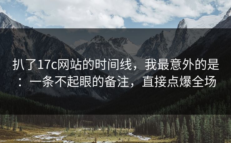 扒了17c网站的时间线，我最意外的是：一条不起眼的备注，直接点爆全场